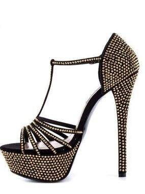 Steve Madden
Black Gold Studded High Heel Platform SandalsWomen's Dress Shoes